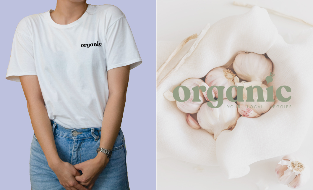 tshirt mockup and logo on garlic