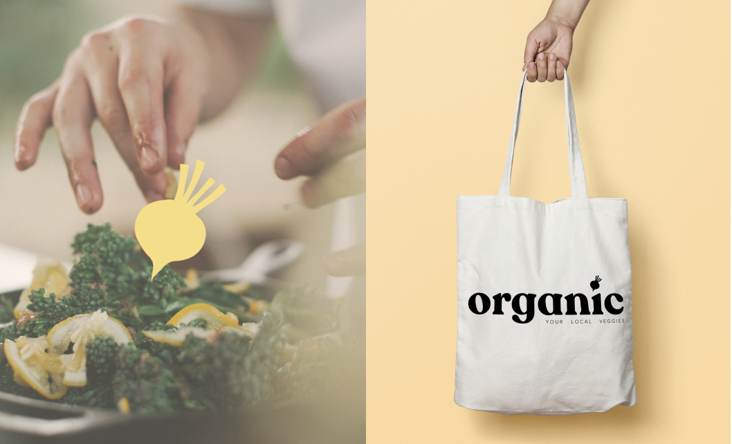 logo on plate and shopping bag mockup